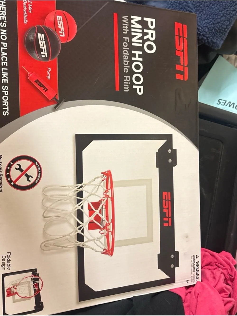 ESPN Kids Mini Basketball Hoop Set with Red and Black Balls